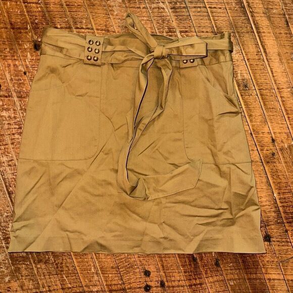 Milly luxe tan tie waist New Yorker business casual elegant 4 skirt - Picture 1 of 3